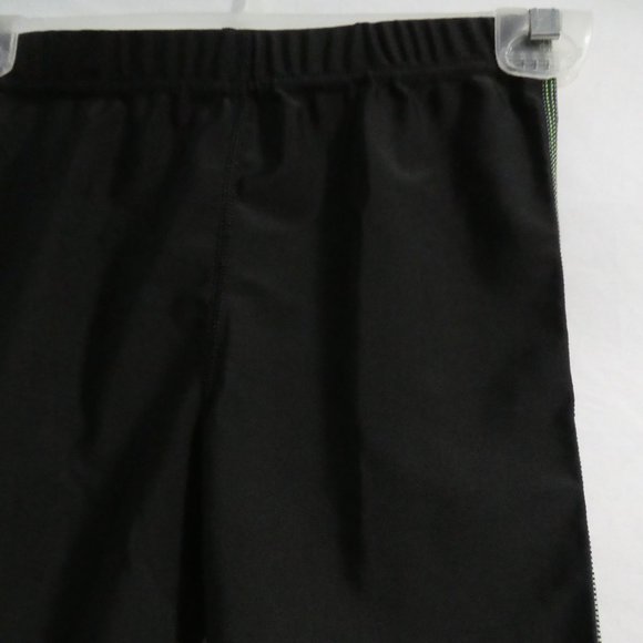 CHARGED small tight black stretchable shorts, fluorecent green stitched sides - Picture 4 of 9